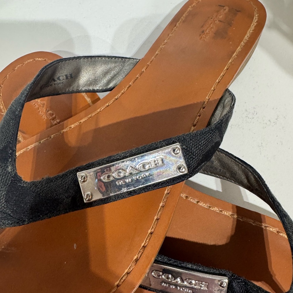 Coach Women's Black and Brown Sandals - Picture 2 of 4